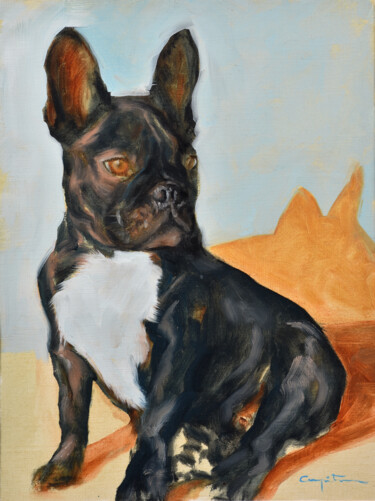 Painting titled "Chester" by Eduardo Carpintero García, Original Artwork, Oil Mounted on Other rigid panel