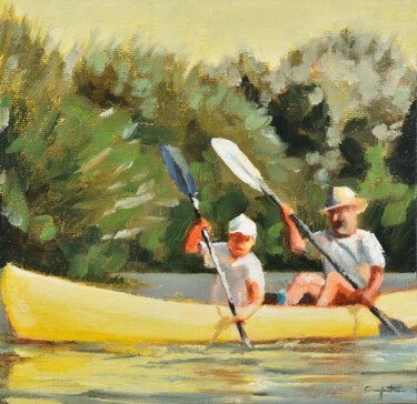 Pintura intitulada "Canoa amarilla" por Eduardo Carpintero García, Obras de arte originais, Óleo Montado em artwork_cat.