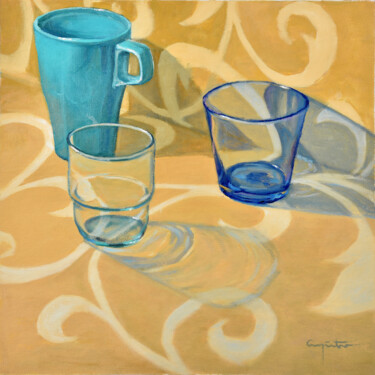 Pintura intitulada "Dos vasos y una taza" por Eduardo Carpintero García, Obras de arte originais, Óleo