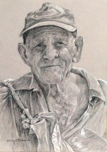 Drawing titled "Anciano" by Eduardo Carpintero García, Original Artwork, Charcoal