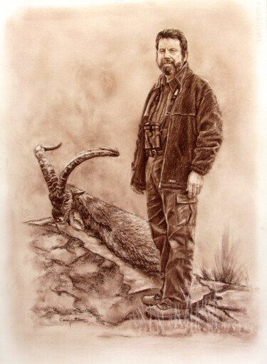 Dibujo titulada "cazador" por Eduardo Carpintero García, Obra de arte original, Conté