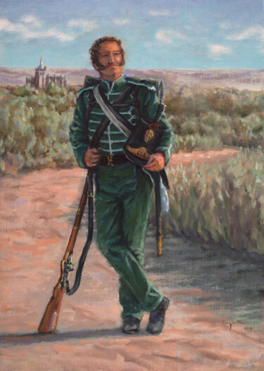 Painting titled "Tirador de la Leal…" by Eduardo Carpintero García, Original Artwork, Oil