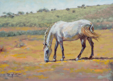 Painting titled "Caballo blanco" by Eduardo Carpintero García, Original Artwork, Oil