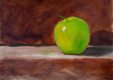 Painting titled "Manzana verde" by Eduardo Carpintero García, Original Artwork, Oil