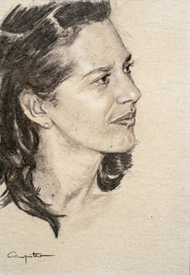 Zeichnungen mit dem Titel "SONIA" von Eduardo Carpintero García, Original-Kunstwerk, Kohle