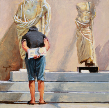 Pintura intitulada "ESCENA EN EL MUSEO…" por Eduardo Carpintero García, Obras de arte originais, Óleo Montado em Painel de m…