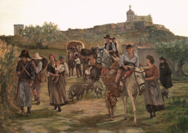 「HUYENDO DE LOS GABA…」というタイトルの絵画 Eduardo Carpintero Garcíaによって, オリジナルのアートワーク, オイル