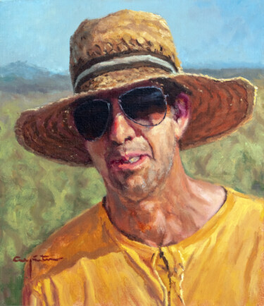 Schilderij getiteld "Hombre de campo" door Eduardo Carpintero García, Origineel Kunstwerk, Olie
