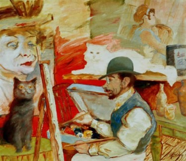 Pintura titulada "Toulousse y los gat…" por Eduardo Humberto Pozzi, Obra de arte original