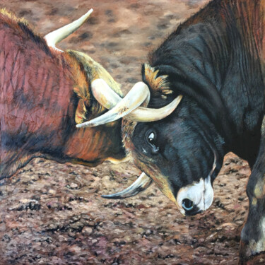 Malerei mit dem Titel "Duelo" von Eduardo Jiménez Aguirre, Original-Kunstwerk, Acryl