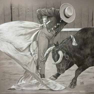 「Revolera de Rivera」というタイトルの描画 Eduardo Jiménez Aguirreによって, オリジナルのアートワーク, 木炭
