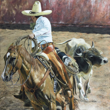 Painting titled "Chendo Terneando" by Eduardo Jiménez Aguirre, Original Artwork, Acrylic