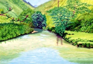 Pintura intitulada "Recanto do Rio Baep…" por Eduardo Machado, Obras de arte originais, Óleo