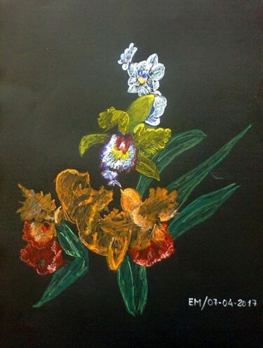 Peinture intitulée "Orquídeas de Cibele" par Eduardo Machado, Œuvre d'art originale, Crayon