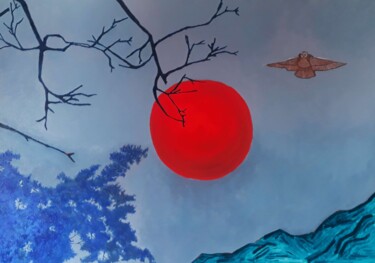 Pintura intitulada "Luar vermelho na Se…" por Eduardo Machado, Obras de arte originais, Óleo