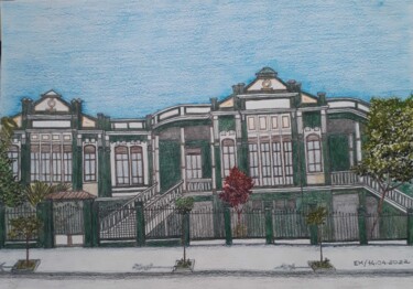 Desenho intitulada "Colégio Arthur Bern…" por Eduardo Machado, Obras de arte originais, Lápis Montado em Vidro