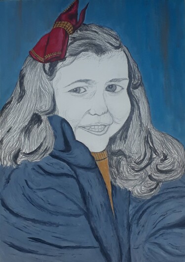 Peinture intitulée "Retrato de Alice -…" par Eduardo Machado, Œuvre d'art originale, Huile Monté sur Verre