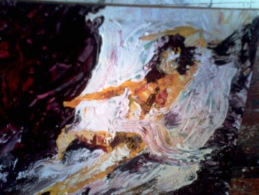 Pintura titulada "DESNUDO CON SABANA" por Eduardo Meneses Claros, Obra de arte original