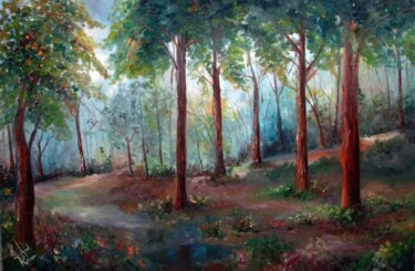 Painting titled "Floresta Tropical" by Eduardo Ribeiro Costa Edu Rico, Original Artwork