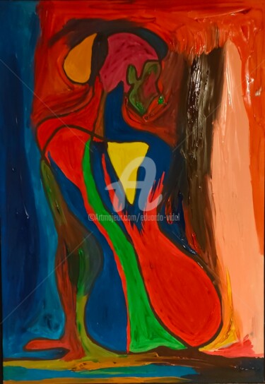 Painting titled "la flamenca" by Eduardo Vidal, Original Artwork, Watercolor Mounted on Wood Panel