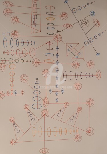 Dibujo titulada "human frequency" por Eduardo Vidal, Obra de arte original, Bolígrafo