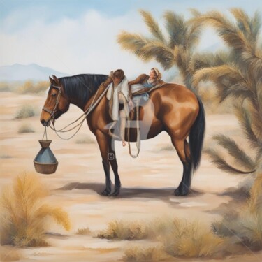 Grafika cyfrowa / sztuka generowana cyfrowo zatytułowany „deserts horses futu…” autorstwa Eduardo Vidal, Oryginalna praca, M…