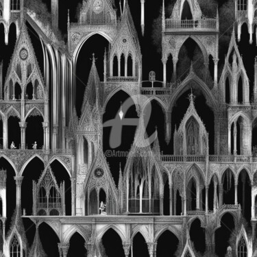Digital Arts titled "Milan Cathedral fut…" by Eduardo Vidal, Original Artwork, Digital Painting