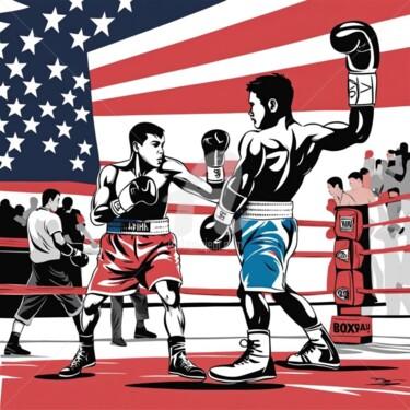 Digitale Kunst mit dem Titel "futuristic boxing" von Eduardo Vidal, Original-Kunstwerk, Digitale Malerei