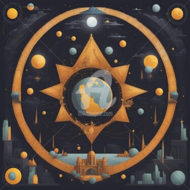 Digital Arts titled "universal dome plan…" by Eduardo Vidal, Original Artwork, Digital Painting