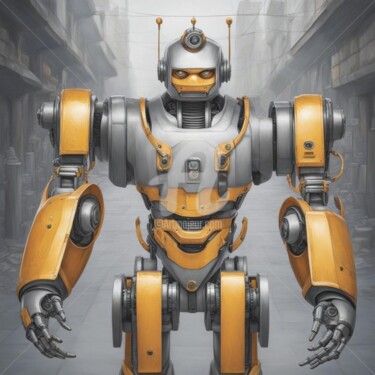 Digital Arts titled "industrialized robot" by Eduardo Vidal, Original Artwork, Digital Painting