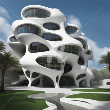 数字艺术 标题为“futuristic museum b…” 由Eduardo Vidal, 原创艺术品, 数字油画