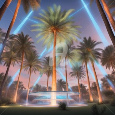 Arte digitale intitolato "palm trees of the f…" da Eduardo Vidal, Opera d'arte originale, Pittura digitale