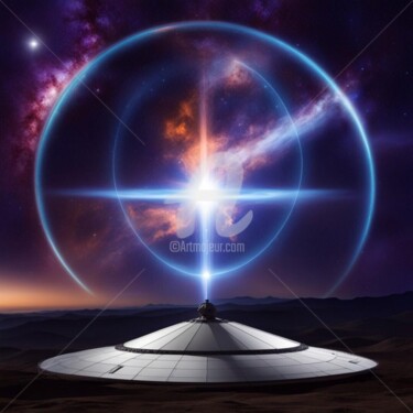 Digital Arts titled "UFO cosmic universe" by Eduardo Vidal, Original Artwork, Digital Painting