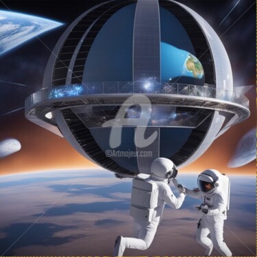 Digital Arts titled "future satellite sp…" by Eduardo Vidal, Original Artwork, Digital Painting