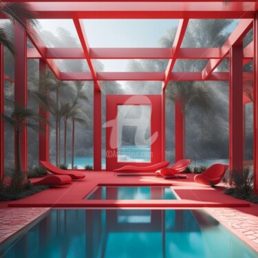 Цифровое искусство под названием "future red pool" - Eduardo Vidal, Подлинное произведение искусства, Цифровая живопись