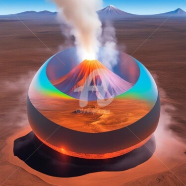 Digital Arts titled "artificial volcanoe…" by Eduardo Vidal, Original Artwork, Digital Painting