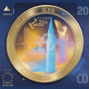 Arte digital titulada "200 euro bill futur…" por Eduardo Vidal, Obra de arte original, Pintura Digital