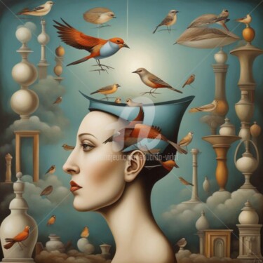 Цифровое искусство под названием "Unconscious heads" - Eduardo Vidal, Подлинное произведение искусства, Цифровая живопись