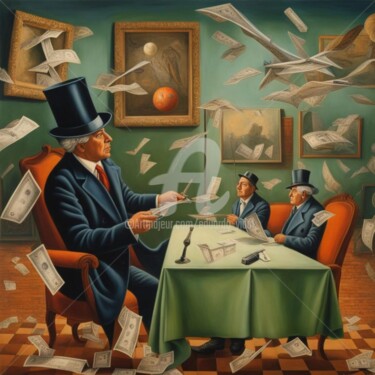 Digitale Kunst mit dem Titel "bankers culture" von Eduardo Vidal, Original-Kunstwerk, Digitale Malerei