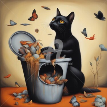 Digital Arts titled "stray cat" by Eduardo Vidal, Original Artwork, Digital Painting