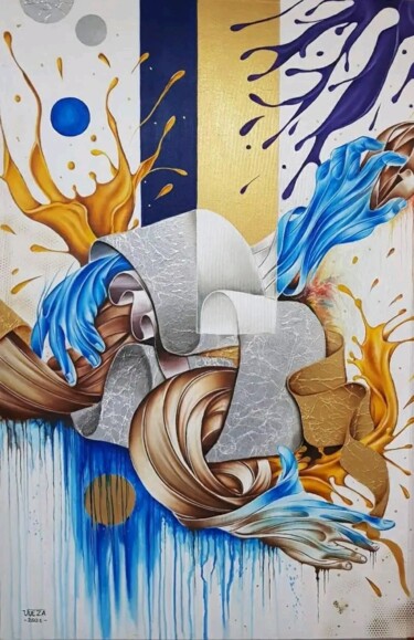 "Conexão universal" başlıklı Tablo Eduardo Vueza Vueza tarafından, Orijinal sanat, Petrol Ahşap Sedye çerçevesi üzerine mont…