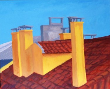 Pintura intitulada "Telhado" por Eduardo Costa Macedo Fernandes De Oliveira, Obras de arte originais, Outro