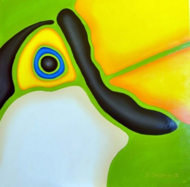 Pintura intitulada "tucano2" por J E Santana, Obras de arte originais