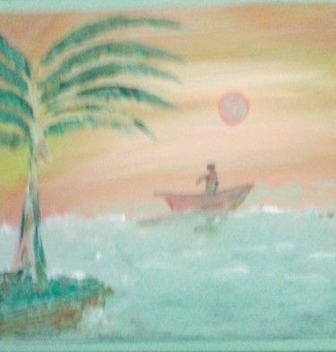 Pintura intitulada "Passeio de Barco" por Eduardo Lima, Obras de arte originais, Guache