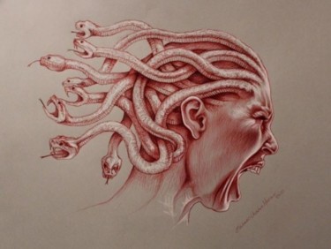 Peinture intitulée "Cabeza de Medusa" par Eduardo Urbano Merino, Œuvre d'art originale, Huile
