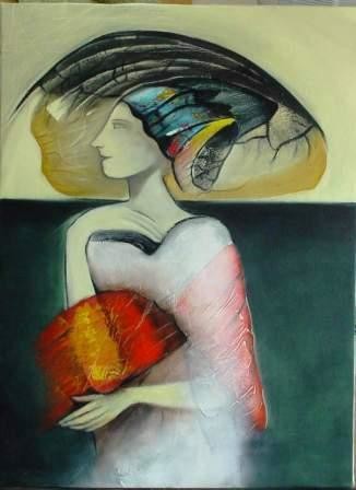 Pintura titulada "Cabezas ornamentada…" por Eduardo Yanes Hidalgo, Obra de arte original, Oleo