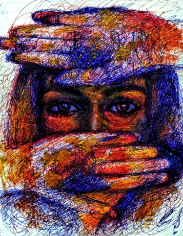 Рисунок под названием "🔴Colors🔵" - Eduardo Scivoletto, Подлинное произведение искусства, Шариковая ручка