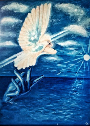 Pittura intitolato "Vola Colomba verso…" da Eduardo Scivoletto, Opera d'arte originale, Acrilico