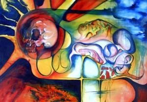 Painting titled "skull revolution" by Eric Walton 9 / Edub9, Original Artwork