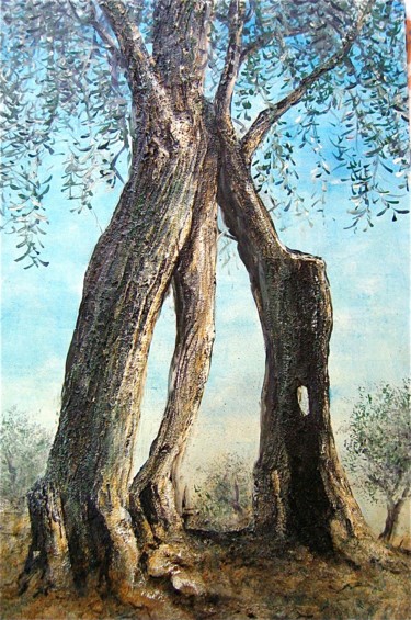Malerei mit dem Titel "Olivenbaum 8" von Daniel Rohrbach, Original-Kunstwerk, Acryl